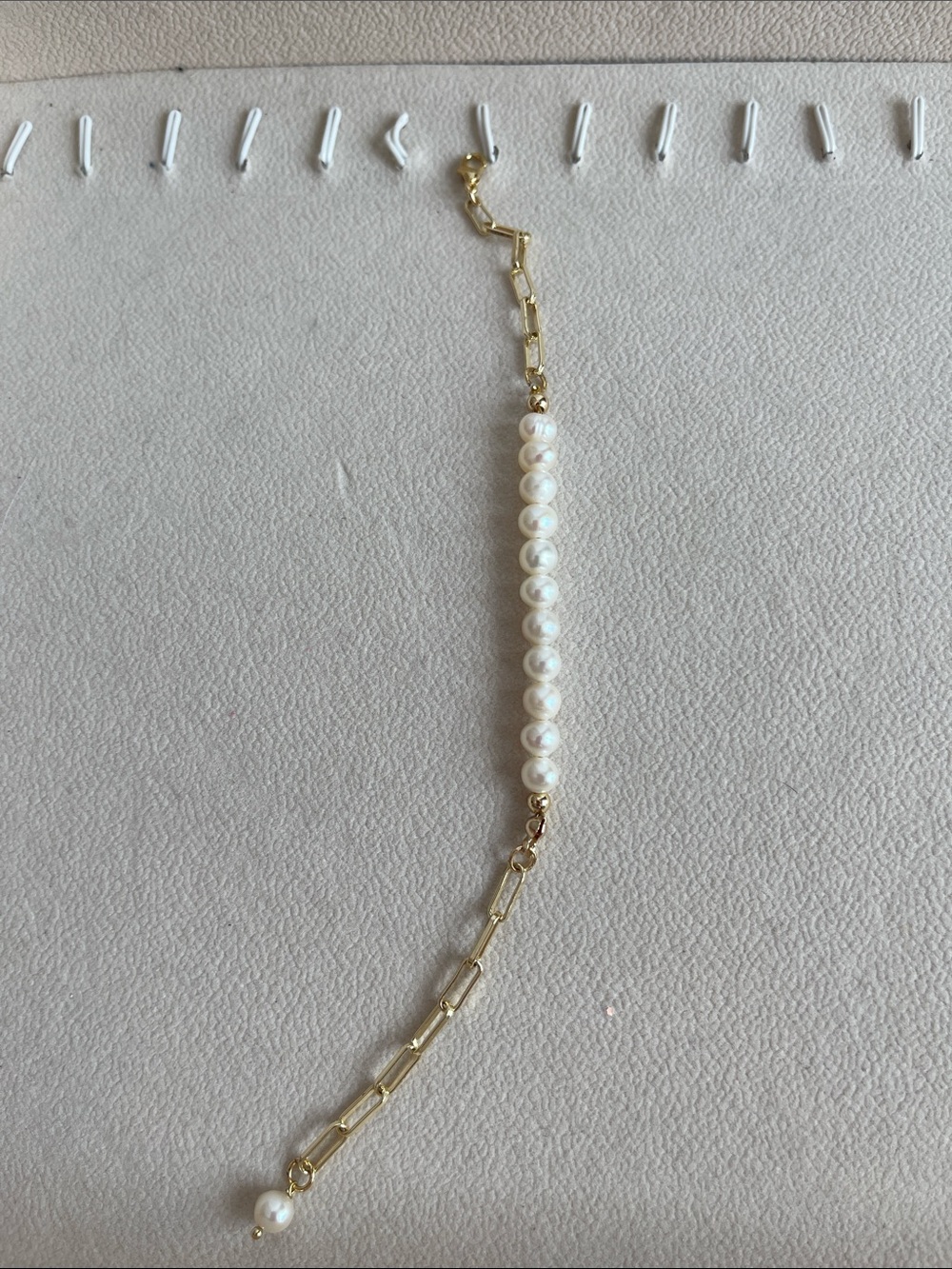 Delicate Gold & White Pearl Bar Bracelet - Women Jewelry